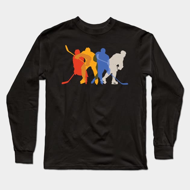 Hockey Shirt, Ice Hockey, Vintage Retro Style Long Sleeve T-Shirt by WPKs Design & Co